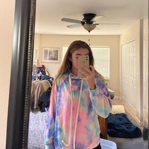 Medium tie dye rainbow hoodie cotton